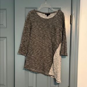 Studio Black, Gray and White Knit Asymmetrical Sweater